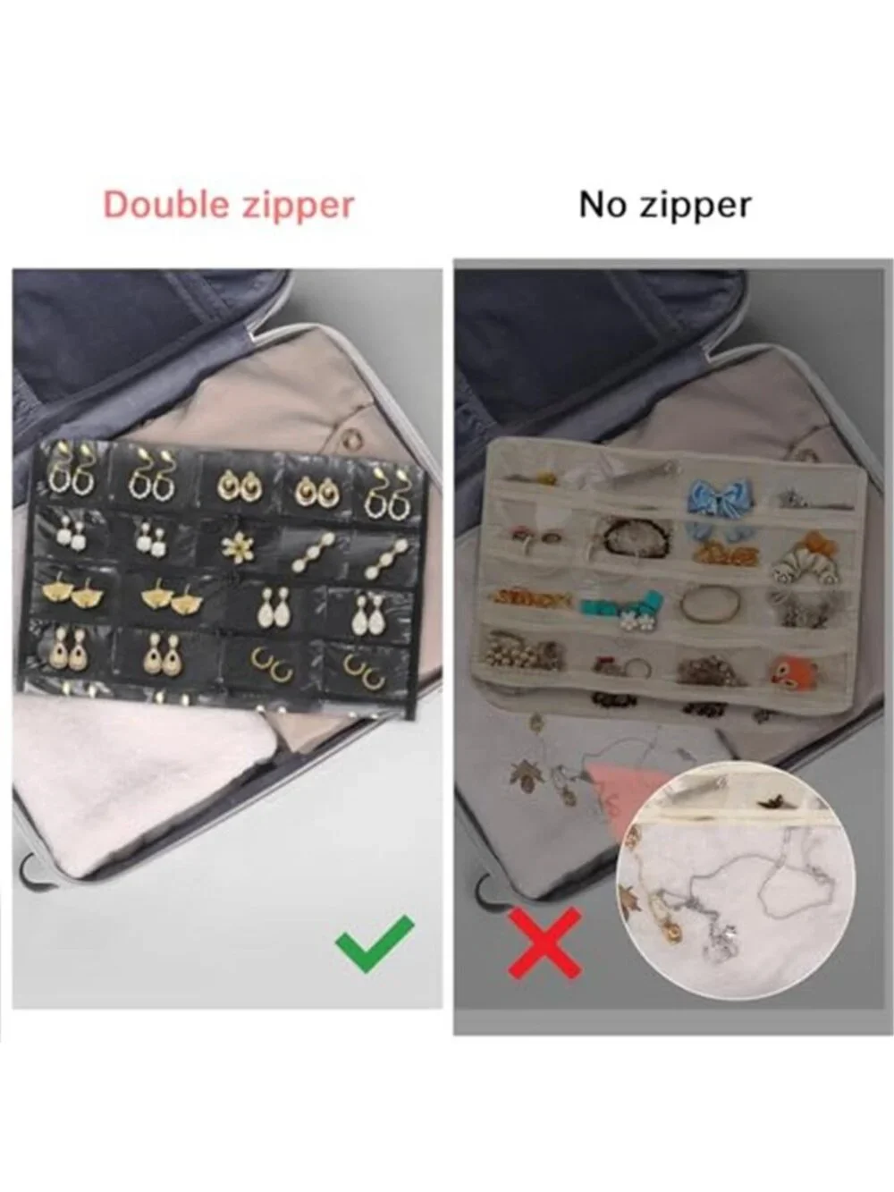 Hanging Jewelry Organizer 88 Pocket Double Sided Storage Holder Travel Case